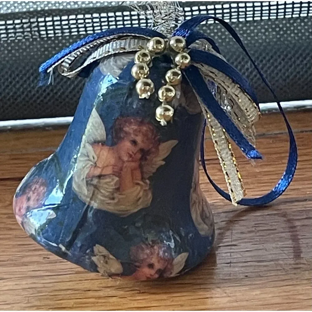 Vintage Giftco Victorian Angel Decoupage Christmas Ornaments Set of 3